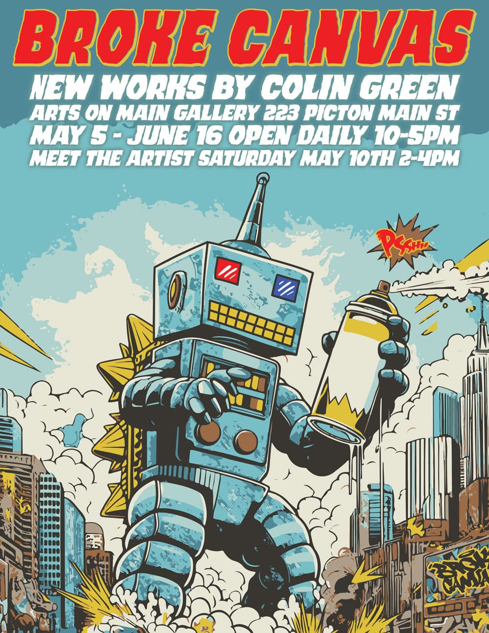 flyer for Arts on Main Broke Canvas show